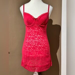 Victoria's Secret Red Lace Babydoll Slip Dress
